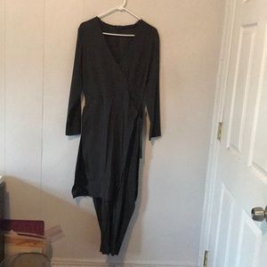 Jumpsuit with wrap dress overlay detail